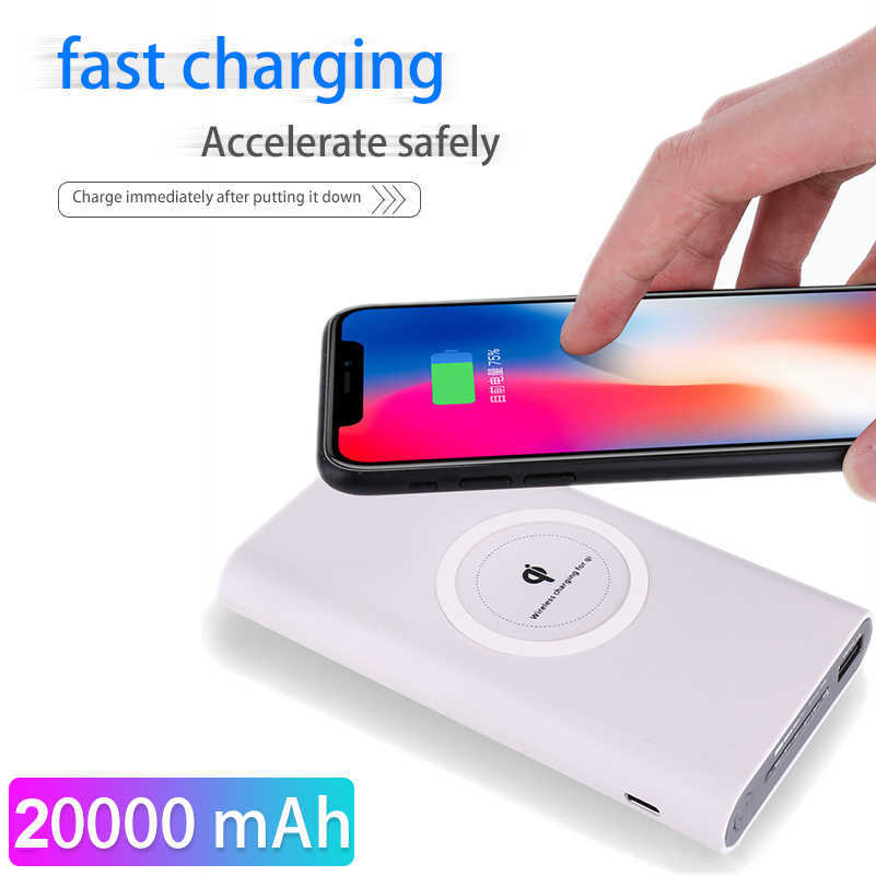 20000mAH Kablosuz Güç Bankası Qi Taşınabilir Pil Şarj Cihazı İPhone 12 11 Pro Samsung Xiaomi Power Bank Cep Telefonu Powerbank L230712