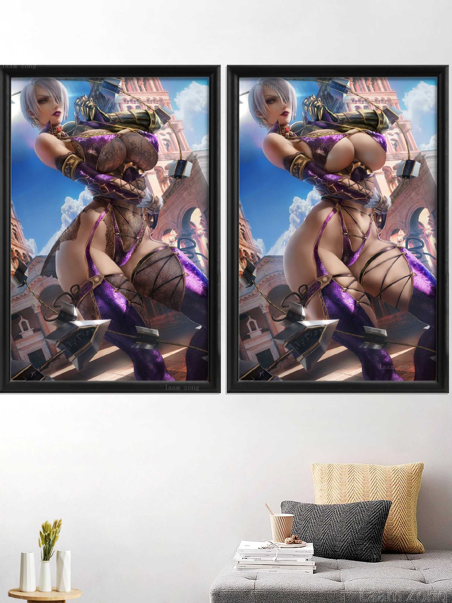 Taki Ivy Sophitia Soul Calibur Videogioco Kawaii Cartoon Anime Sexy Nude Art-Poster Soggiorno-Camera da letto Seta Stampe domestiche L230704