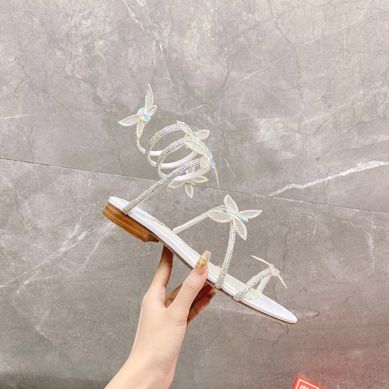 Luksusowe klapki BUTTERFLOWER SANDAŁY wysokiej jakości sandały znane projektantki kobiety Crystal surround kostki slajdy damskie buty rc sandały Margot designer casual shoes