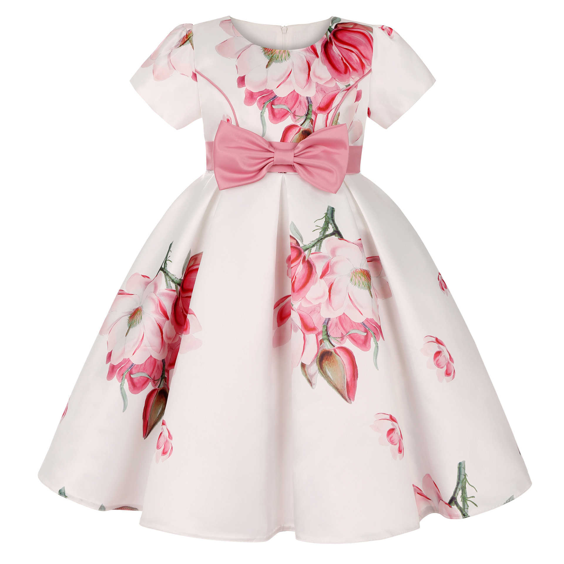 Girl's Dresses White Girl kid's dress Big Floral Super Bow children dresses Cotton Formal Wedding Dress Christmas Kids clothes 3-10YHKD230712