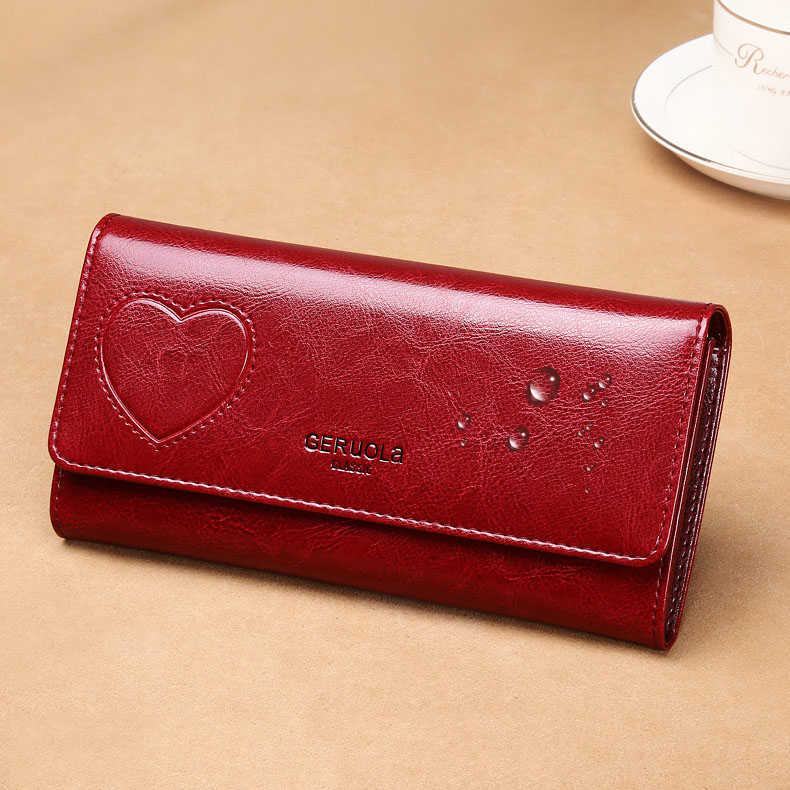 Korthållare för plånbok i äkta läder för kvinnor ID-bricka hållare RFID lång plånbok Mode clutchväska för kvinnor L230704