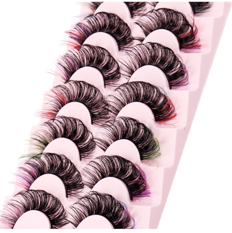 Multilay Thick Colored Eyelashes Extensions Naturally Soft Wispy Handmade Reusable Fluffy Fake Lashes with Color Light Flexible Full Strip Lash DHL