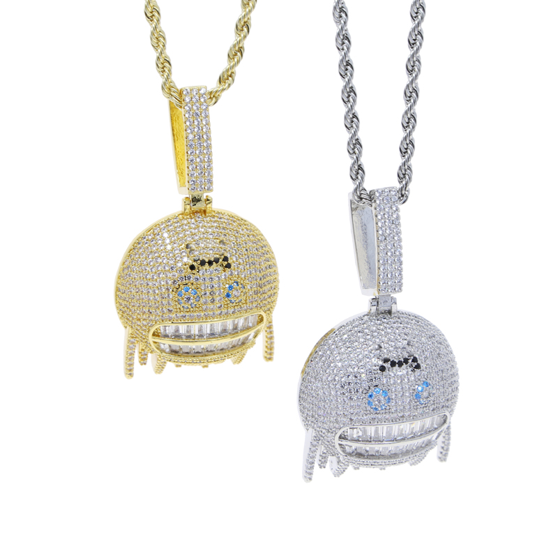 Neue mode-design eis lächelndes gesicht Halskette Hohe Qualität frauen dame Iced Out Zirkonia hip hop Mode geschenk Schmuck