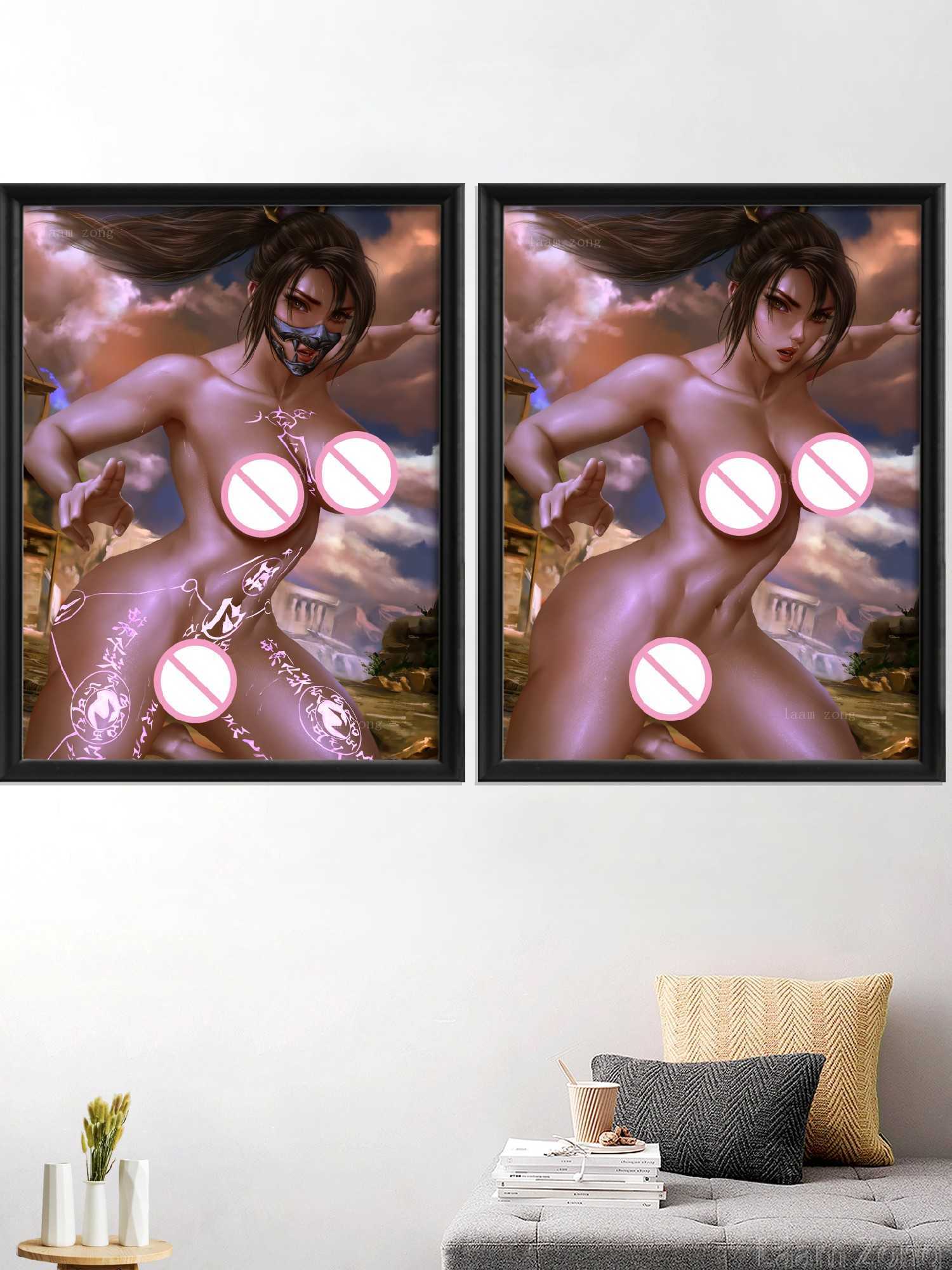 Taki Ivy Sophitia Soul Calibur Videogioco Kawaii Cartoon Anime Sexy Nude Art-Poster Soggiorno-Camera da letto Seta Stampe domestiche L230704