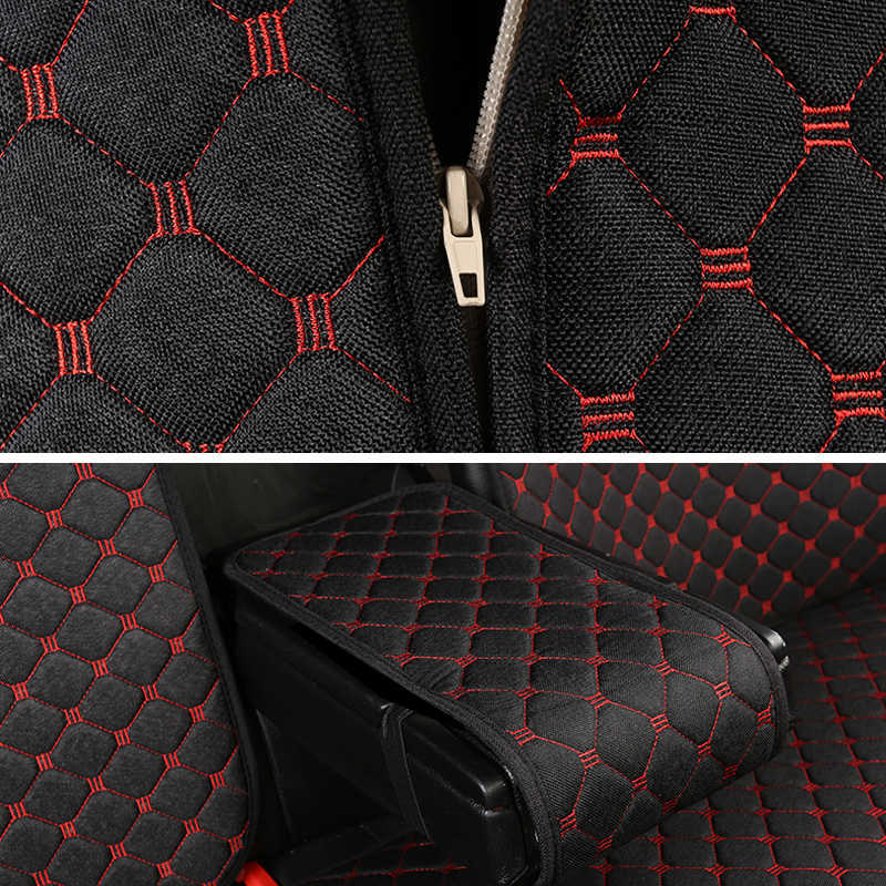 Uppgradera lin bakre bilstolskydd andningsbar plusstorlek Auto Seat Cushion Protector Back Seat Pad Mat med ryggstöd Fit bil SUV -skåpbil