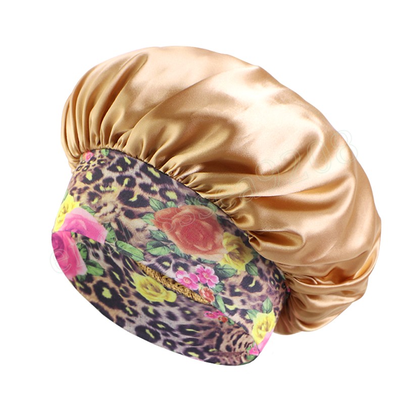 Satin Night Sleep Cap Print Wide Band Satin Bonnet Elastic Protect Women Женщины для волос шляп