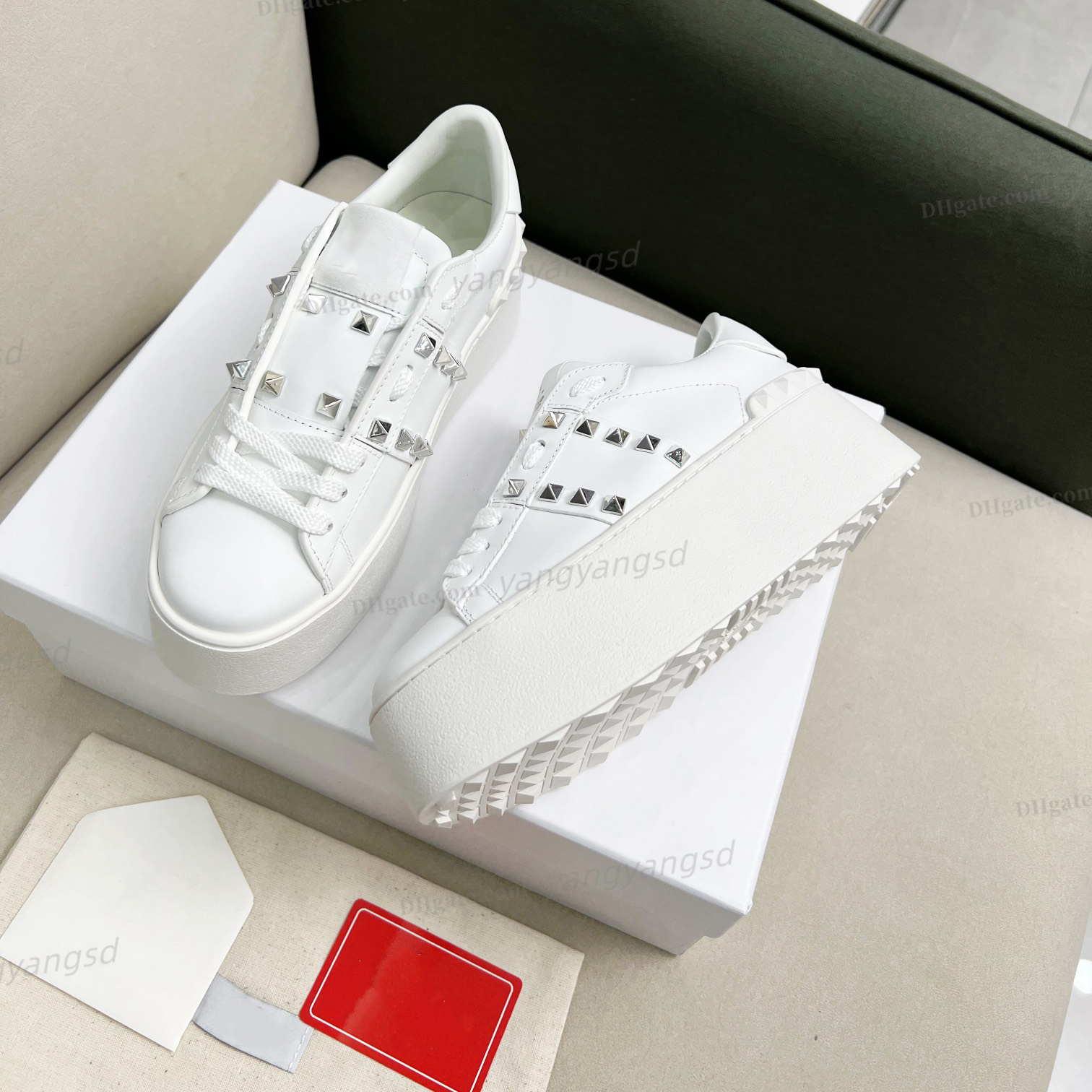 Designer open sneakers untitled sneaker Dress Shoes top leather rivets loafers casual shoes women Unisex change sneaker white platform rivet Outdoor sneaker