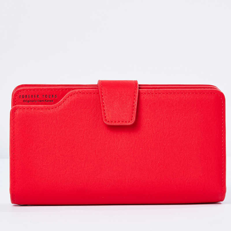 Carteira Feminina Couro PU Clutch Purse Red 3Fold Feminina Zipper Carteiras Alça Saco de Dinheiro Moeda Bolsa Feminina Para iPhone L230704