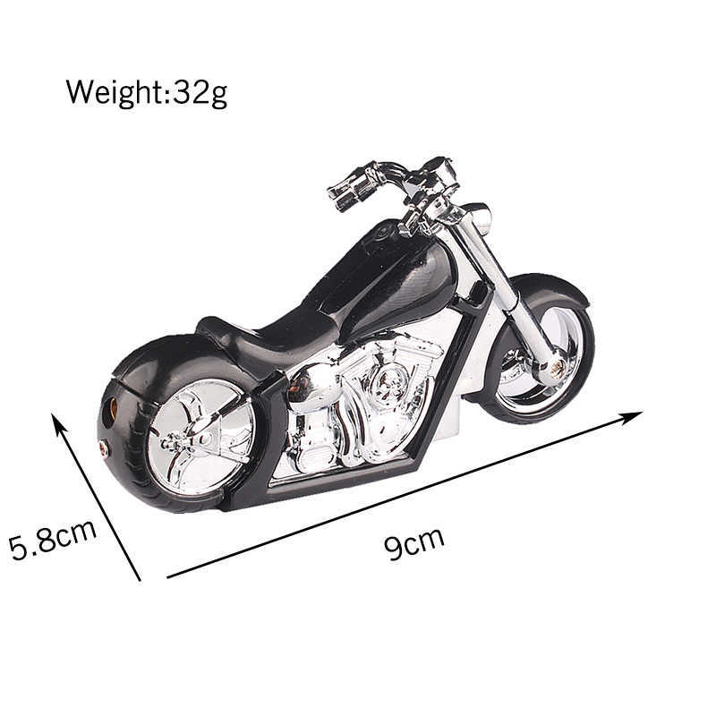 Kreatywna zapalniczka odrzutowa wiatroodporny kształt motocykla niebieski płomień fajne zapalniczki wielokrotnego napełniania butan bez gazu ze światłem LED SLGP