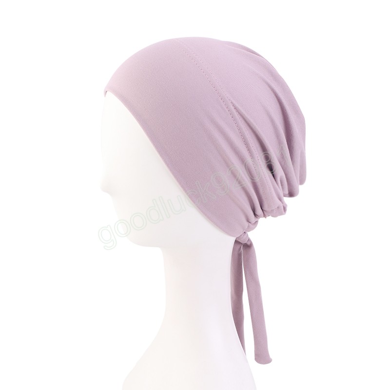 Boné Turbante Muçulmano Interno Sob Cachecol para Mulheres Turbantes Islâmicos Hijab Boné com Gravata Bonnet Chapéu Índia Touca Turbante Mujer