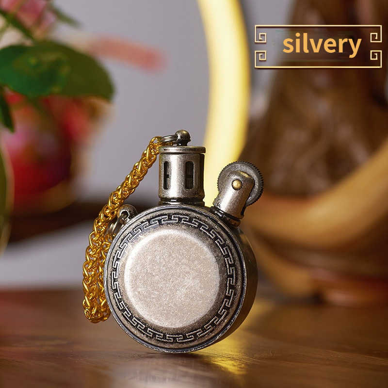 Klassisk vintage pocket watch cerogene lättare mini bärbar ingen bensinolja runda metall ovanlig samling mäns gåva 2np5