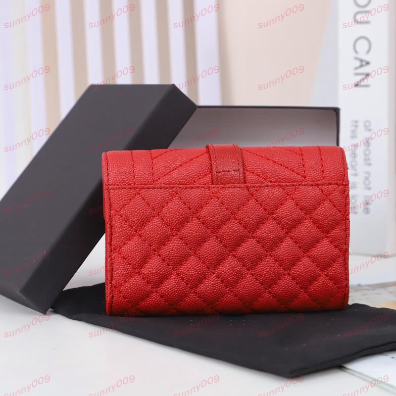 High Quality Flap Wallet Designer Card Holder Purse Woman Short Purses Pure Colour Envelope Wallets Luxury Money Bag Classic Clutch Bags