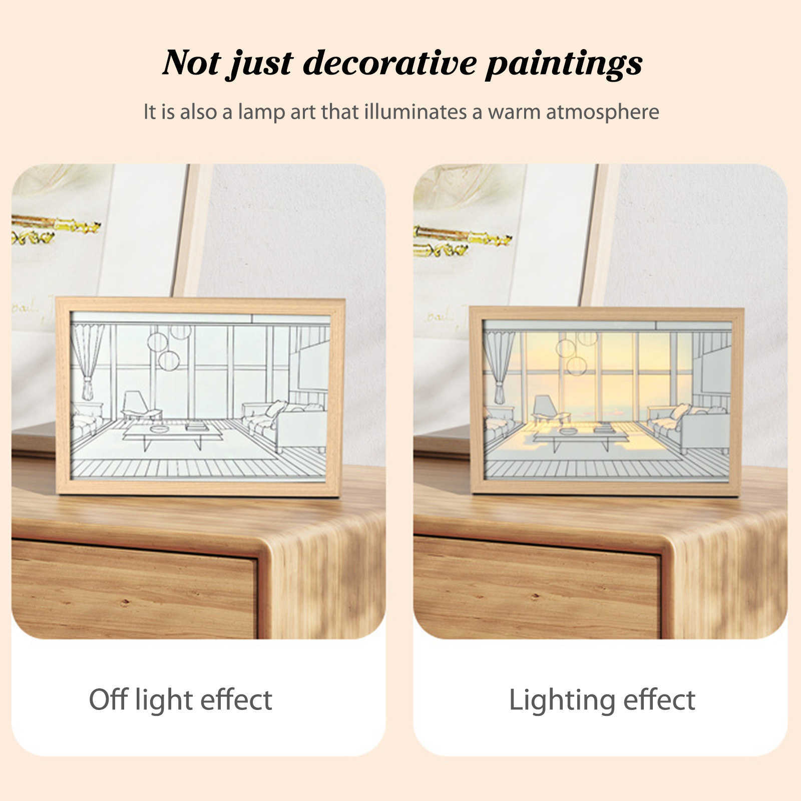 Acrylique LED Cadre Photo Rougeoyant 3 Vitesses Dimmable Peinture Décorative Veilleuse Ornement Mur Art Cadeau pour Bureau À Domicile Chambre L230704