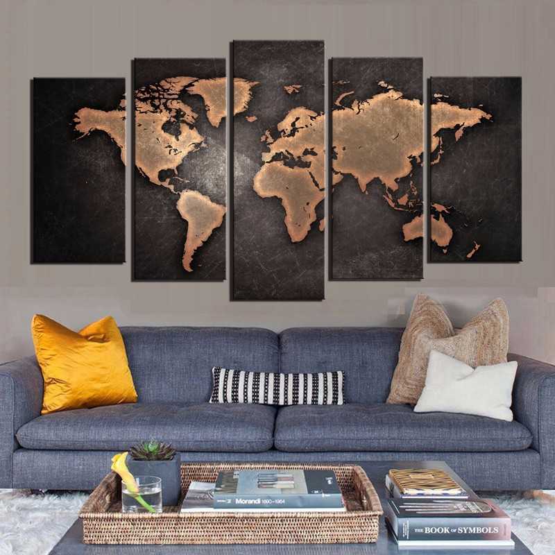 Abstract Canvas Painting Poster Modern Wall Art Poster Retro World Map Decoration Modular Pictures For Home No Frame L230704