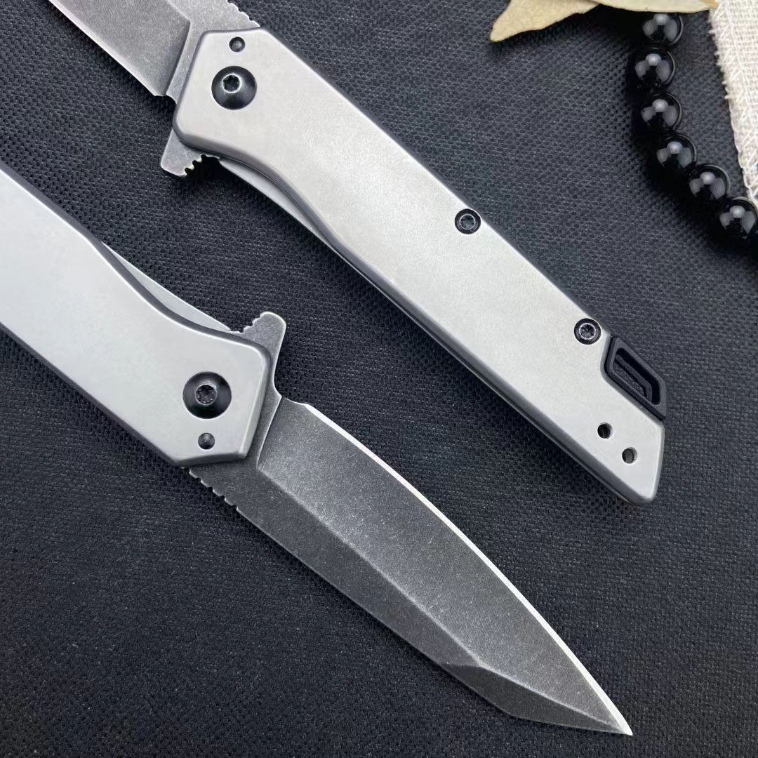 Offre spéciale KS1365 Couteau pliant assisté Flipper 8Cr13Mov Stone Wash Tanto Blade Poignée en alliage d'aluminium Couteaux de poche EDC avec boîte de vente au détail