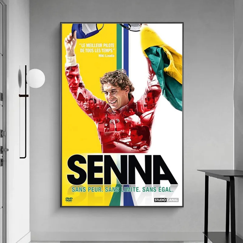 Ayrton Senna F1 Formula Legend Star Champion Race Car Canvas Schilderij Vintage Poster en Prints Wall Art Foto voor Thuis Eetkamer Jongens Kamer Decor w06