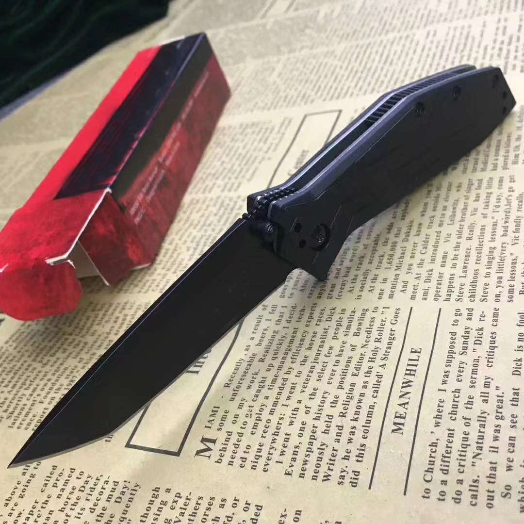 Специальное предложение KS1990 Assisted Flipper Складное нож 8CR13MOV Черное титановое покрытие Tanto Blade GRN Ручка EDC Pocket Polder Nivels с розничной коробкой