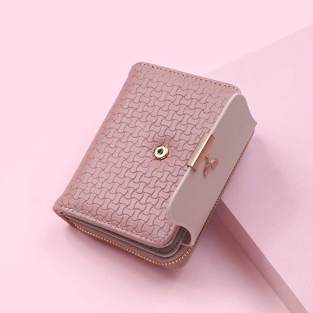 New Women Wallet Leaf Hasp Clutch Brand طالبة جلدية مصغرة مصغرة محفظة ، حامل بطاقة الأموال L230704