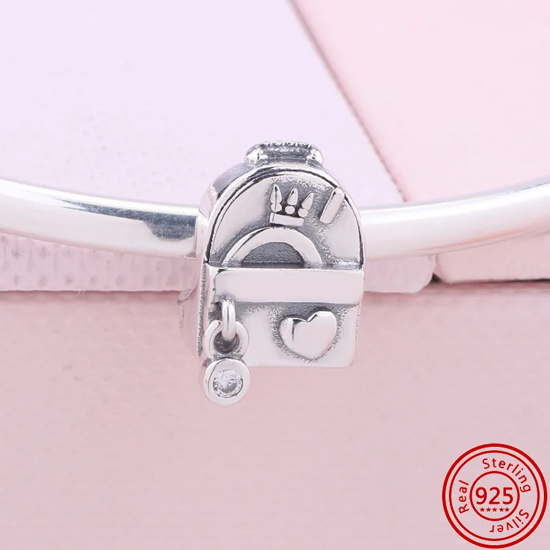 925 Silver Fit Pandora Charm 925 Bracelet Suitcases Handbags Backpacks Shopping Bags charms set Pendant DIY Fine Beads Jewelry