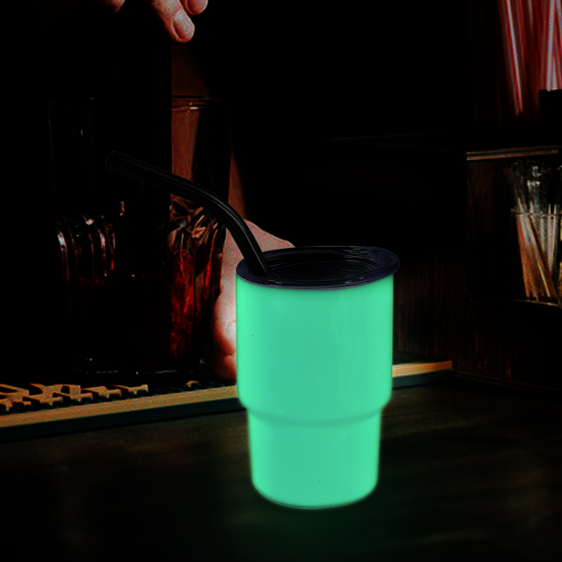 Glow in the Dark 3oz Sublimation Shot Glass Cup 90ML Wine Tumbler Double Wall Stainless Steel Shot Glass Non Vacuum With Lid And Straw 