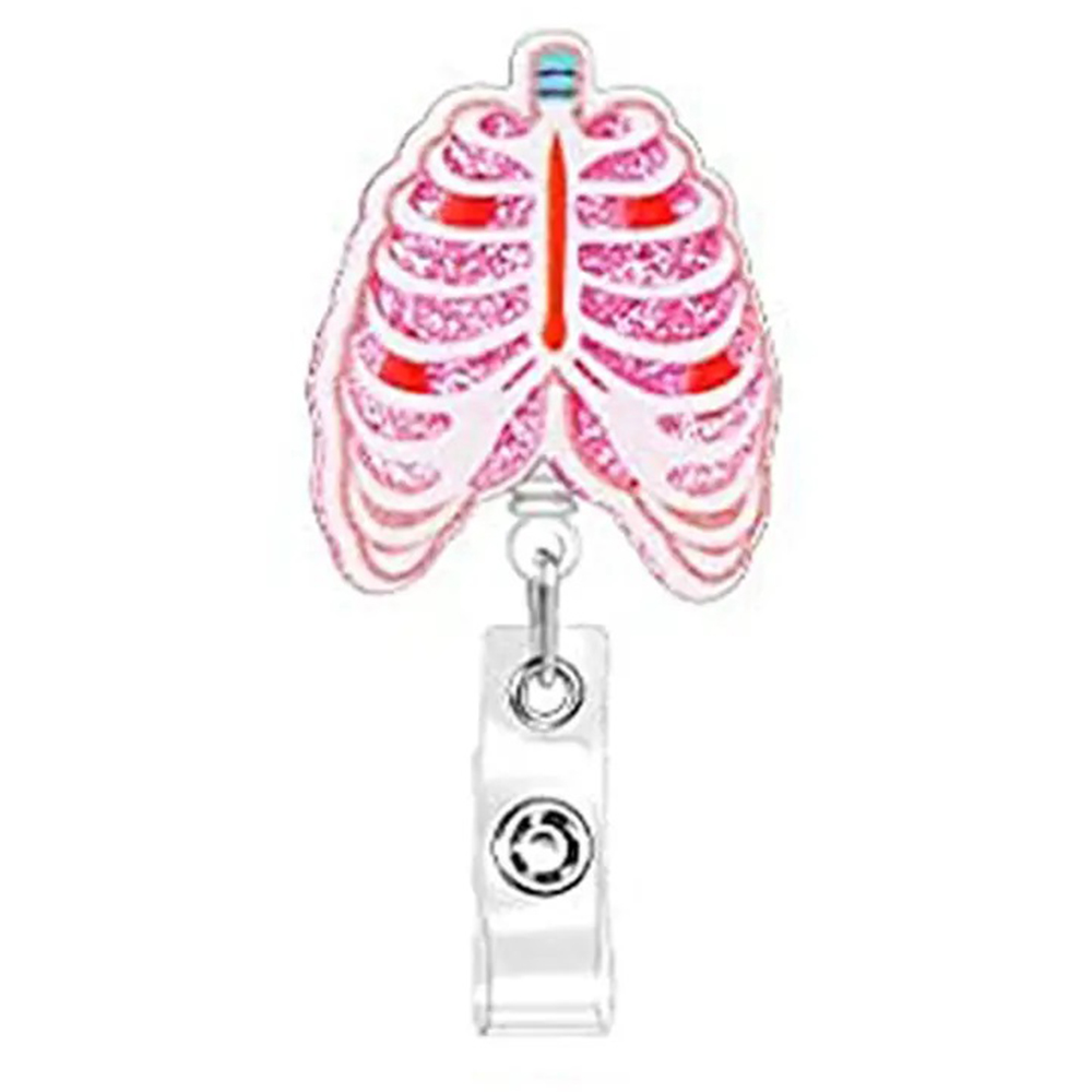 porte-clés personnalisés organe poumon coeur soins infirmiers acrylique paillettes en plastique Badge bobine pour infirmière médecin accessoires porte-Badge