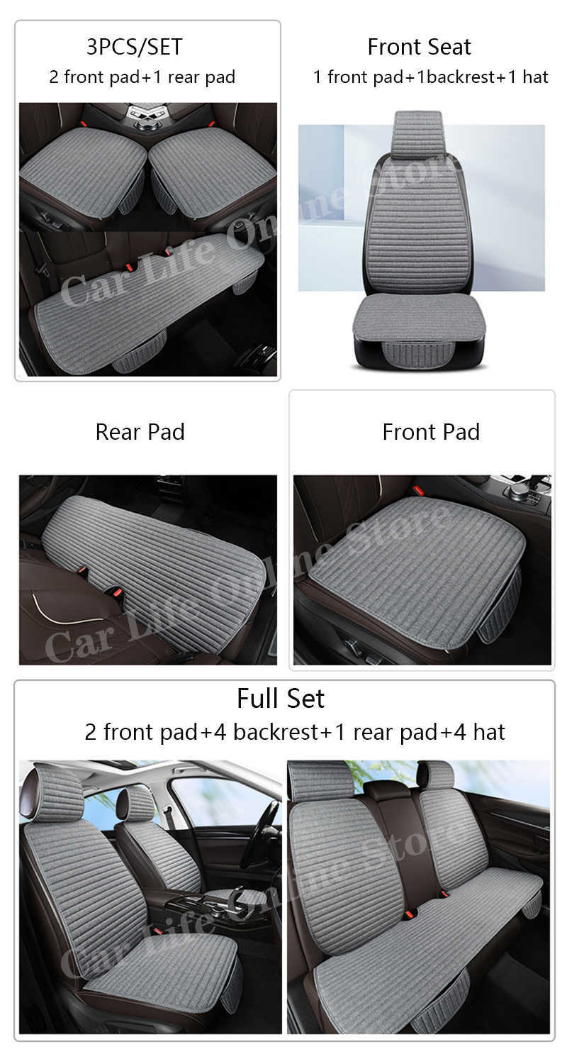 New Flax Summer Car Seat Cover Car Interior Accessories Front Rear Full Set Linen Seat Protector Cushion Automobile Mat Protect Pad