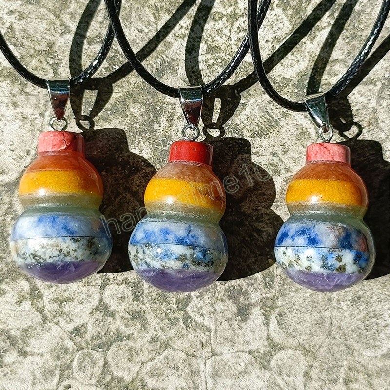 7 Чакра Кварц Натуральный камень красочный подвесной ожерелье для тыквы