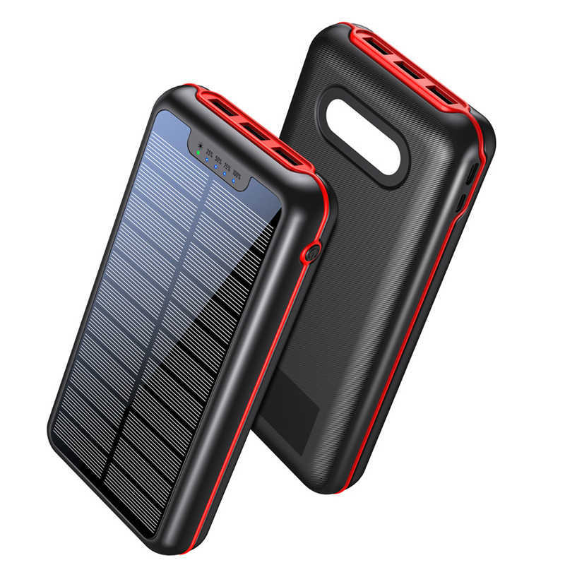 Solar Power Bank 30000 mAh Solar Ladegerät 3 USB Ports Externe Batterie Powerbank Für Xiaomi iPhone 12 11 Smartphone mit LED Licht L230712