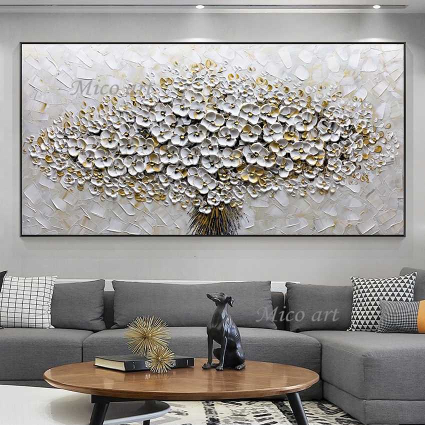 100% Handpainted Oil Painting On Canvas New Handmade Knife Flower Oil Painting Wall Art Picture Home Decoration For Living Room L230704