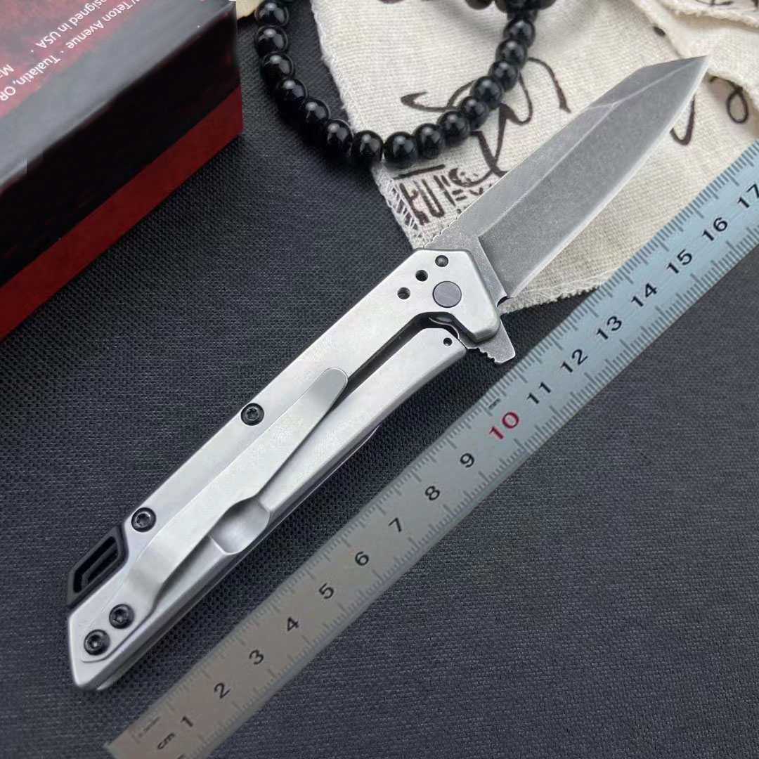 Offre spéciale KS1365 Couteau pliant assisté Flipper 8Cr13Mov Stone Wash Tanto Blade Poignée en alliage d'aluminium Couteaux de poche EDC avec boîte de vente au détail