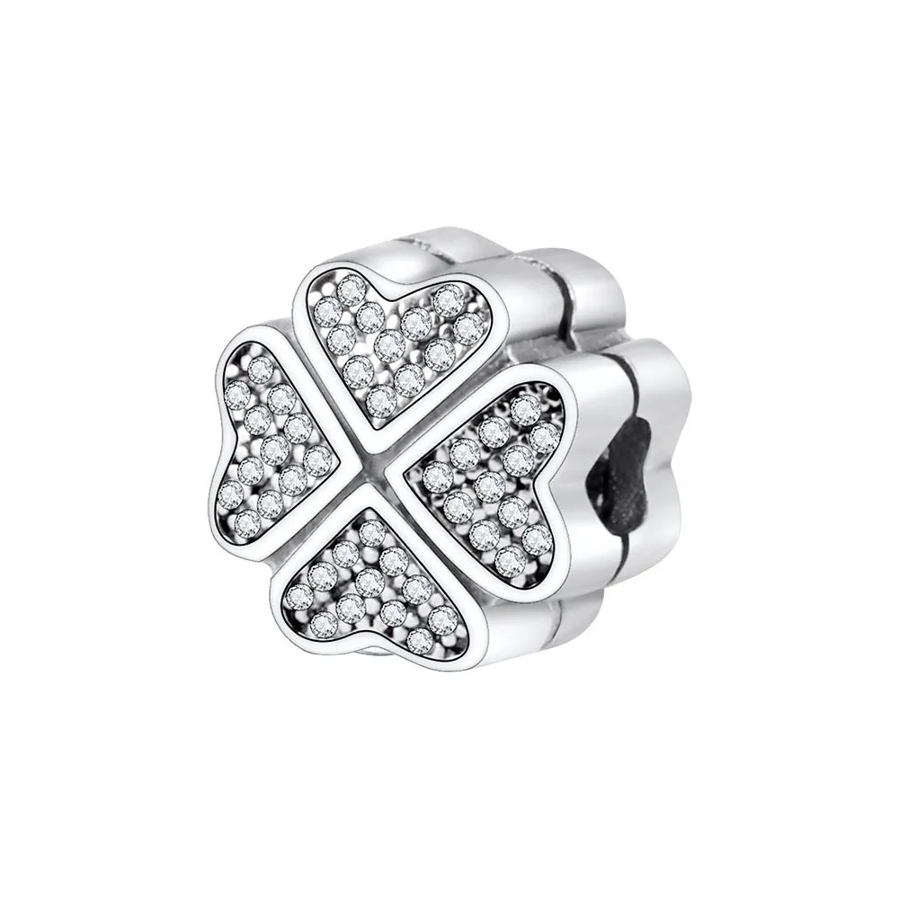 925 Sterling Silver Pendant Charms for Pandora Original box four-leaf clover blue star European Bead Charms Bracelet Necklace jewelry