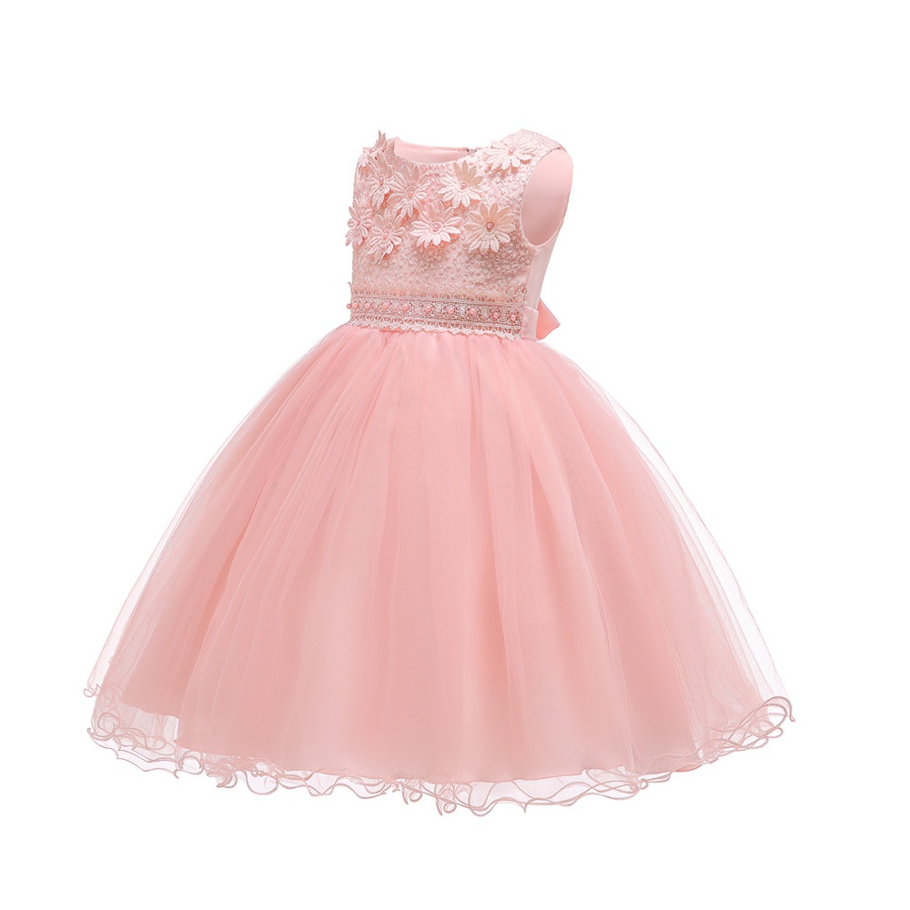 Flower Girls Dress Lace Tulle Sleeveless Party Wedding Dress Formal Kids Clothing