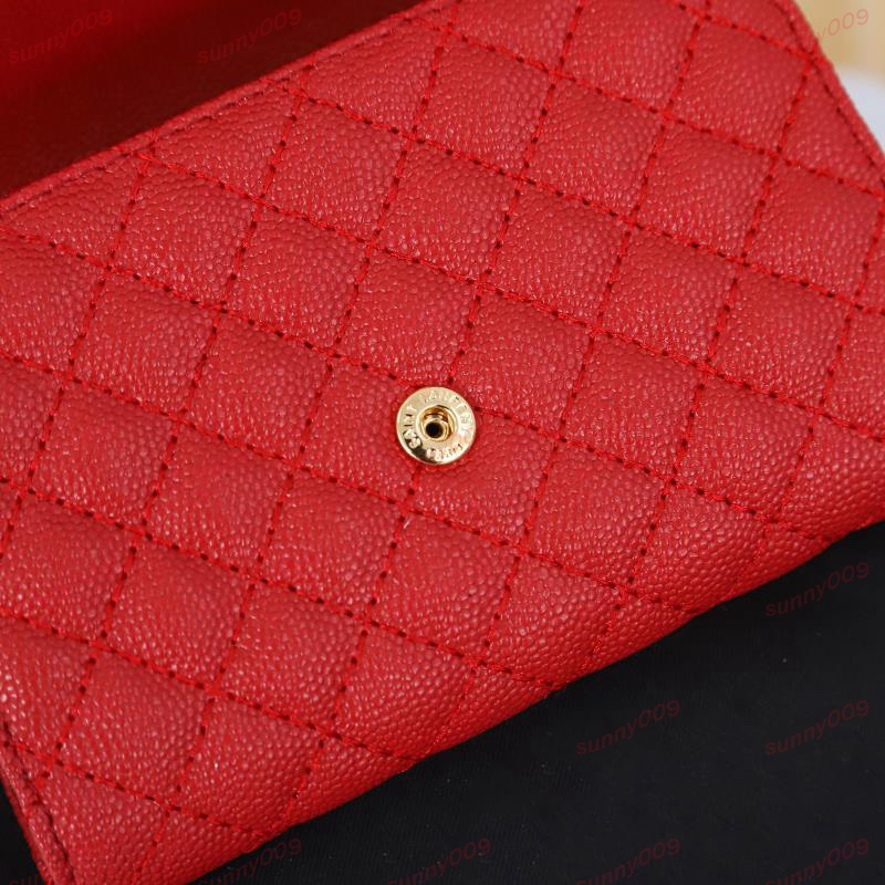 High Quality Flap Wallet Designer Card Holder Purse Woman Short Purses Pure Colour Envelope Wallets Luxury Money Bag Classic Clutch Bags