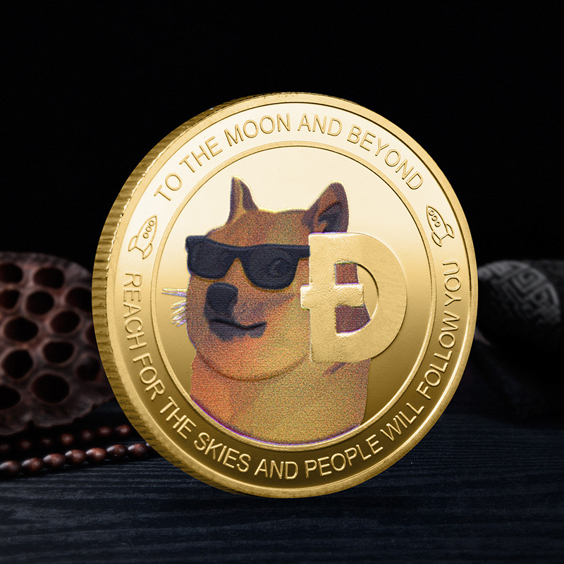 Arts and Crafts Dogecoin color relieve tridimensional moneda conmemorativa