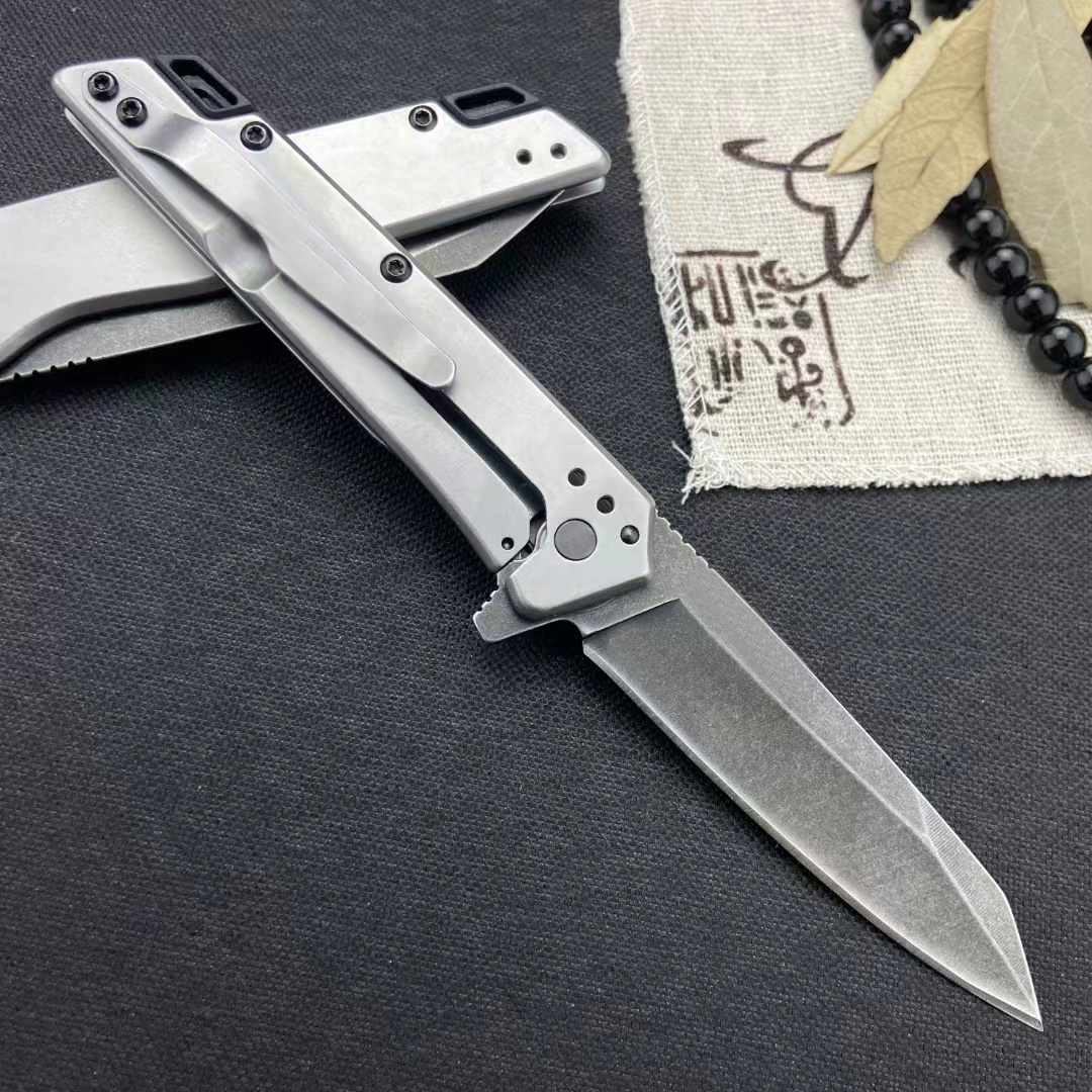 Offre spéciale KS1365 Couteau pliant assisté Flipper 8Cr13Mov Stone Wash Tanto Blade Poignée en alliage d'aluminium Couteaux de poche EDC avec boîte de vente au détail