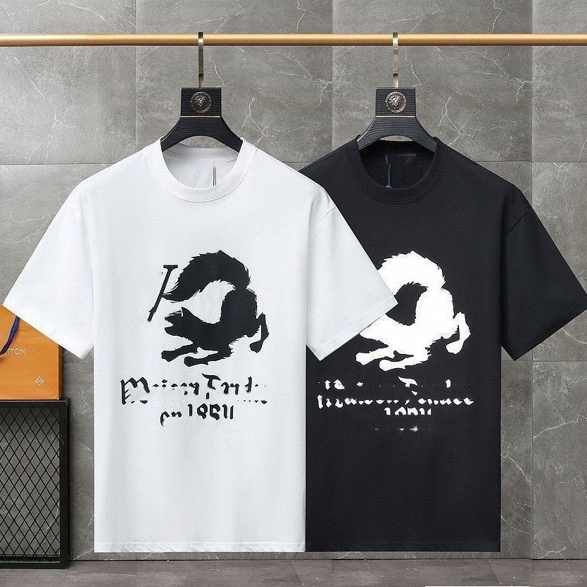 落書きルーズ Tシャツキツネプリント半袖ファッションカジュアル半袖ビッグメンズ Tシャツハイストリートパーソナライズされたアメリカン Tシャツ