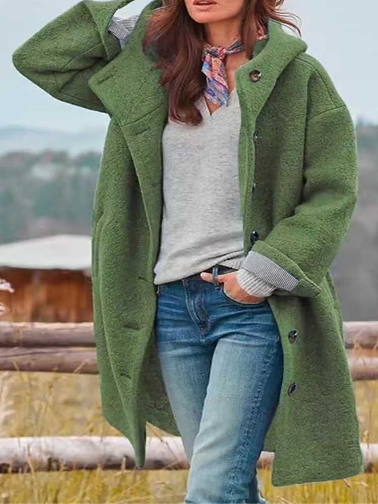 Women's Wool Blends Solid Cardigan Top Women Wool Blends Autumn Winter 2022 Fashion Long Sleeve Hooded Pocket Ladies Coats Streetwear Dropshipping HKD230713