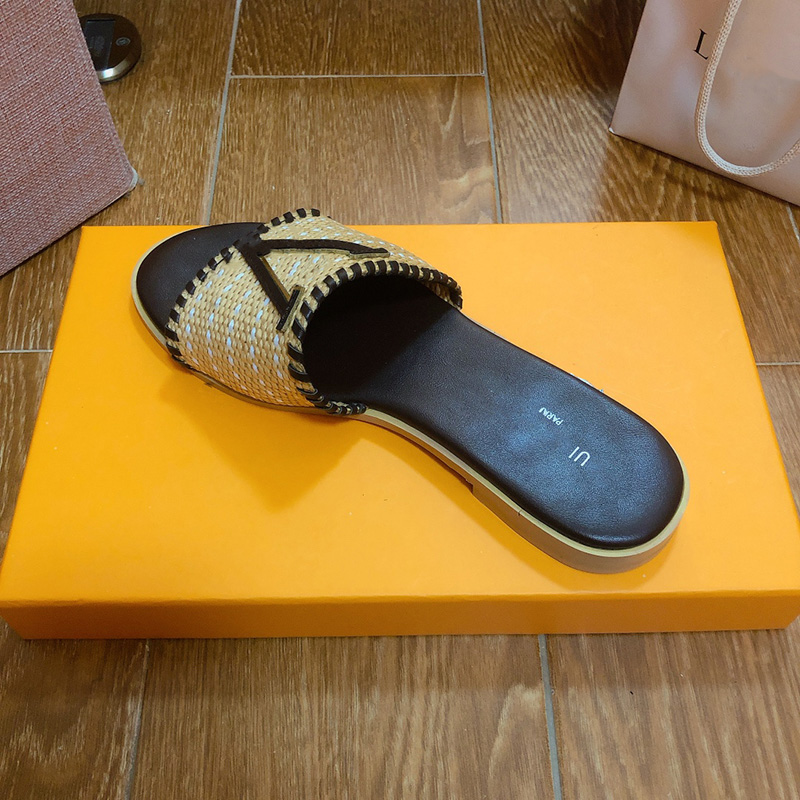 Pantofola di design pantofola di lusso uomo donna sandali lettera tessuto di paglia design uomo scivolo pantofole stile moda temperamento cento con confezione regalo di invio taglia 35-40 bella