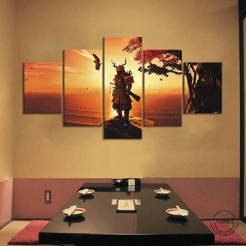 Ghost of Tsushima Game Poster Artwork Paintings Japanese Style Samurai Landscape Game Poster Paintings Canvas Wall Art Painting L230704