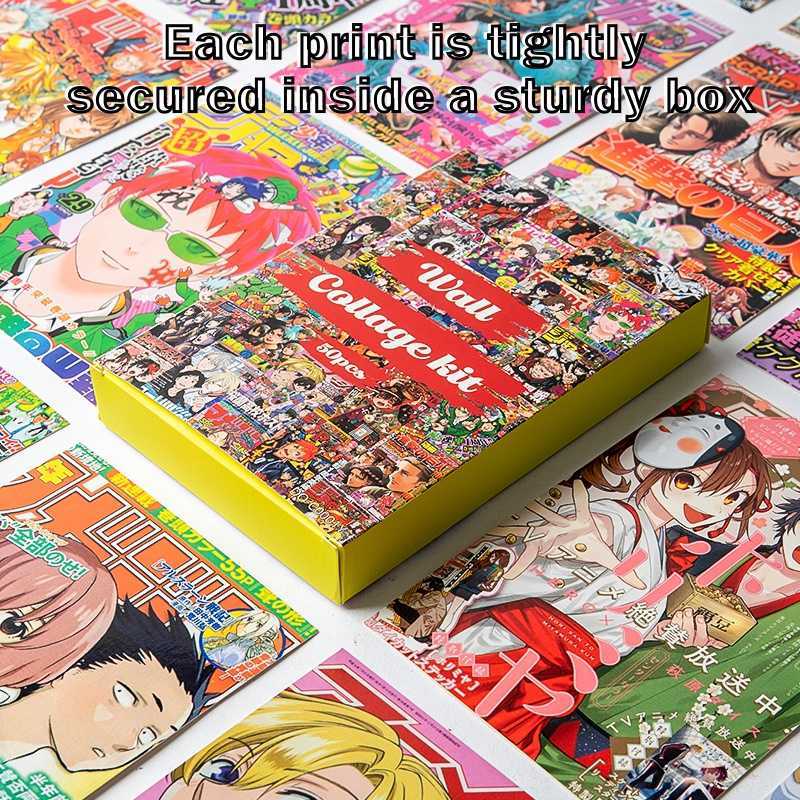 50 sztuk Anime Manga panele plakat Anime zestaw artystyczny jasny kolor wystrój domu Anime wystrój Demon Slayer Hunter X Hunter L230704