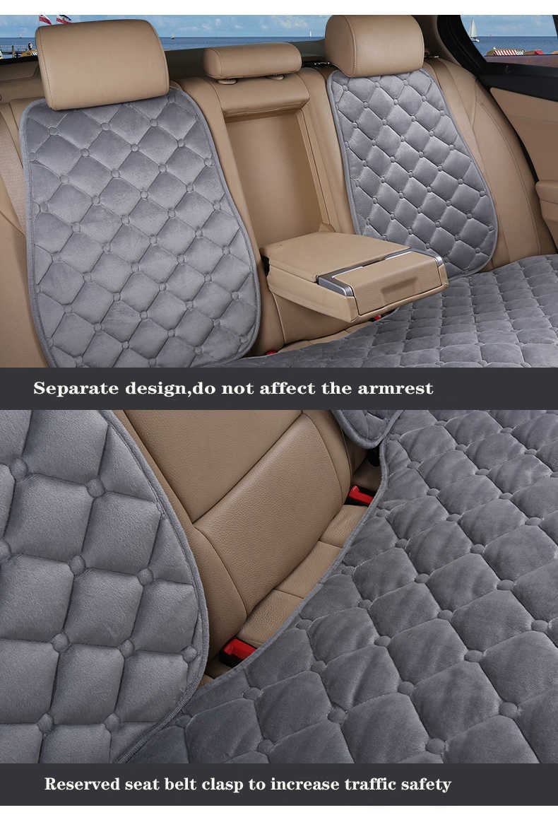 New New Thicken Plush Car Seat Cover Winter Front Rear Back Warm Auto Seat Cushion Protector Cotton Filling Universal Fit Truck SUV