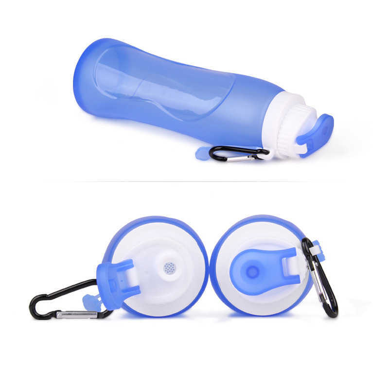 bottiglia d'acqua 500ml Silicone Acqua Bottlapsible Sport Tazza portatile Pieghevole Leggero Borracce Ciclismo Viaggi Sport all'aria aperta