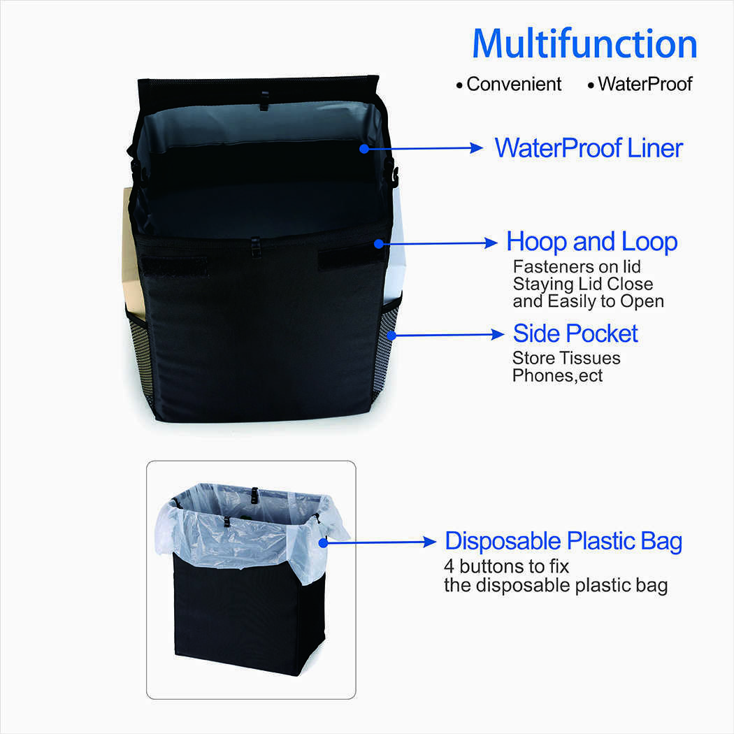 New Waterproof Car Trash Can Bin Automobiles Interior Organizer Garbage Dump For Trash Can Cars Storage Pockets Closeable Portable