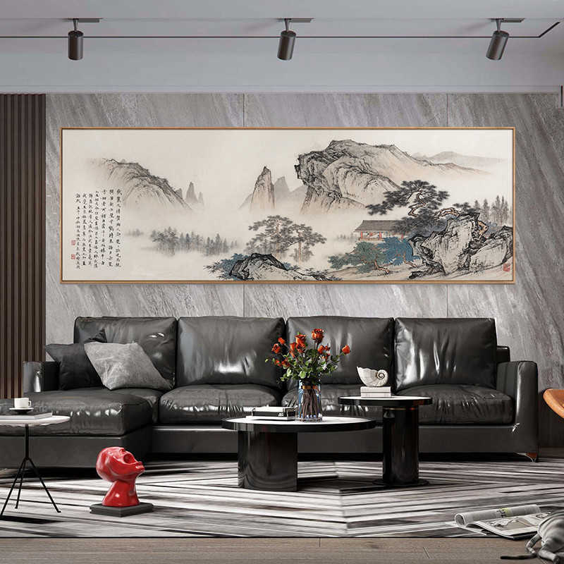 Affiche Style Chinois Traditionnel Paysage Montagne Mur Art Toile Peintures Photos Impressions Pour Bureau Salon Décor À La Maison L230704