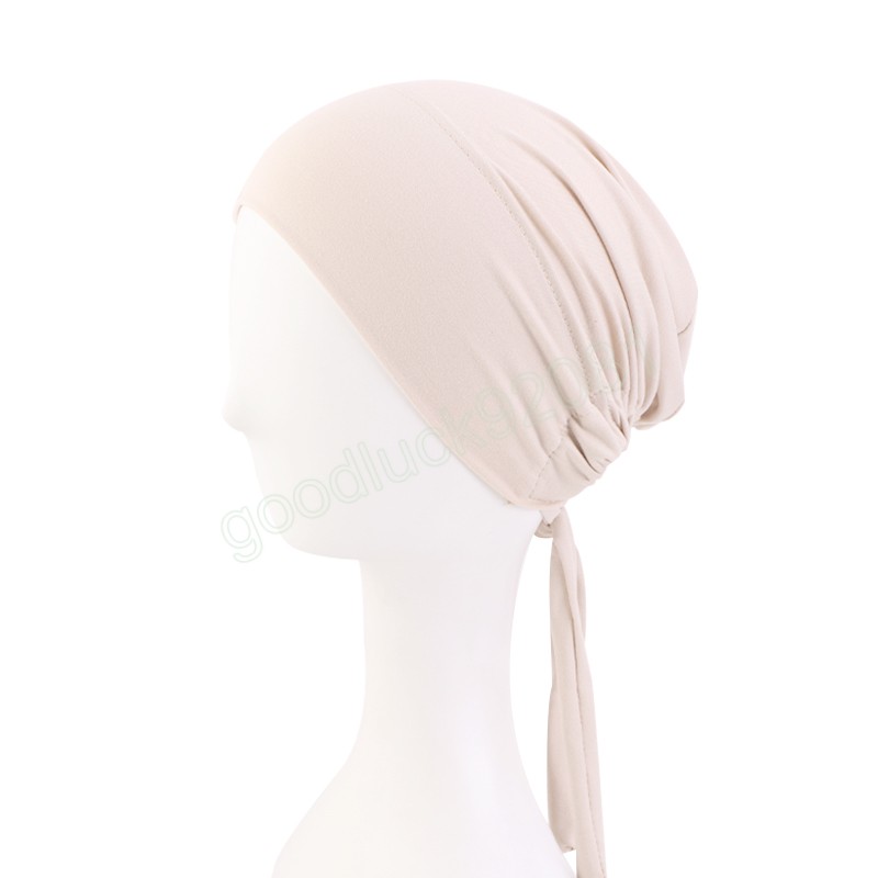 Berretto turbante musulmano interno sotto cappello sciarpa donna turbante islamico berretto Hijab con cravatta Bonnet India Hat Headwrap Turbante Mujer