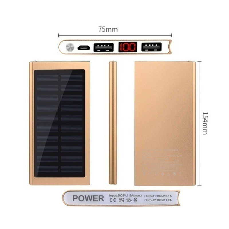 50000mAh Solaire Power Bank Affichage Numérique Mince Grande Capacité Portable Chargeur Rapide Batterie Externe pour IPhone Xiaomi mi Huawei L230712