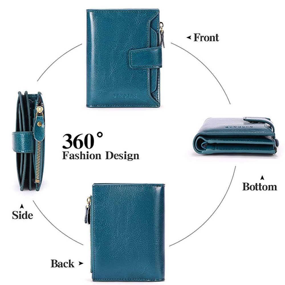 Mały portfel damski ze skóry naturalnej Bifold Kompaktowy blokada RFID Wielofunkcyjny modny damski portfel L230704