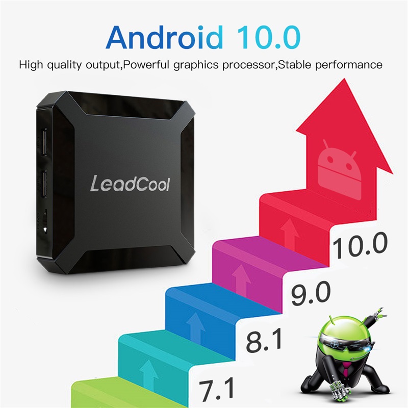 LeadcoolH313 4KHDR Décodeur de haute qualité Allwinner H313 Quad Core Smart Android10 Streaming Box 1G + 8G / 2G + 16G Android10 Support WIFI Bluetooth Smart TV Box