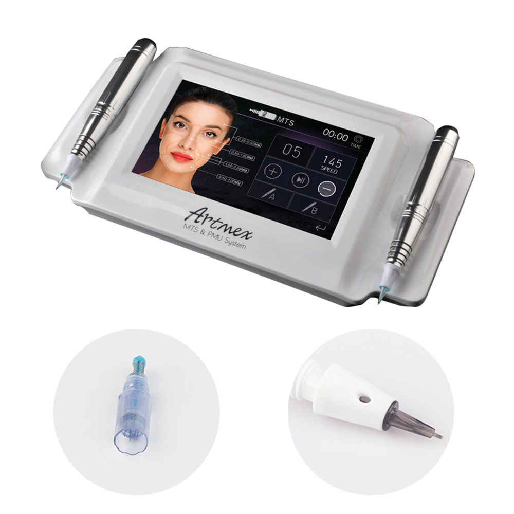 Utilisation en salon Microneedling 2 en 1 Maquillage permanent Machine à tatouer Équipement de beauté Double écran tactile numérique Sourcils Lipline MTS PMU Artmex V8 Stylo Derma