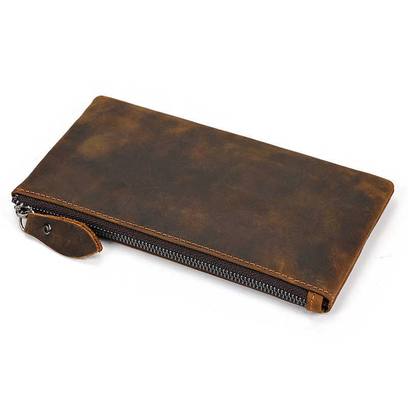 Men Women's Leather purse cellphone pouch iphone bag single zipper long purse slim wallet for coins man woman for card cash L230704